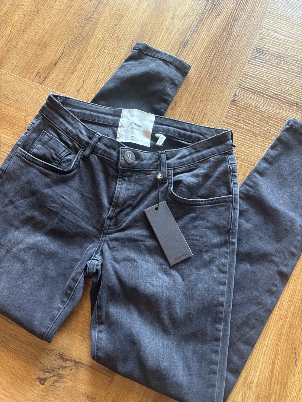 One Teaspoon Slim Stretch Jeans in Charcoal Gray